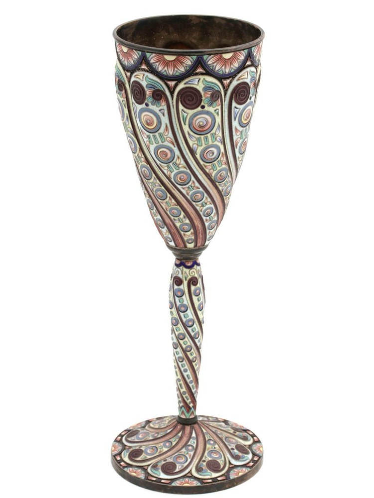 ANTIQUE A RUSSIAN SILVER ENAMEL PRESENTATION CUP