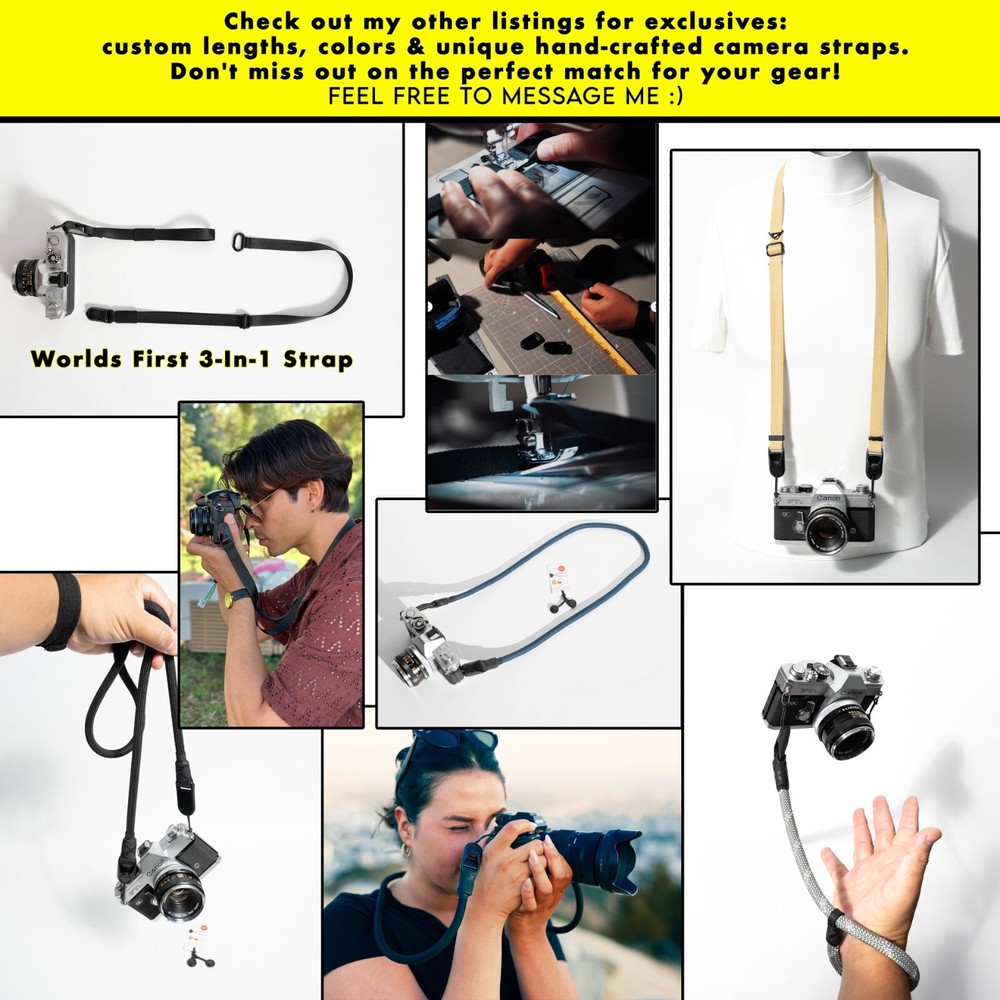 Camera Photo Wrist Strap White/Black Y-Pattern Adjustable Quick Release