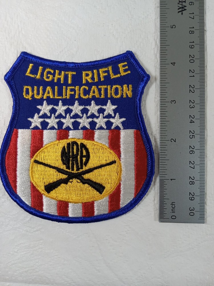 NRA Embroidered Light Rifle Qualification Large Red White Blue Gun Shield Patch