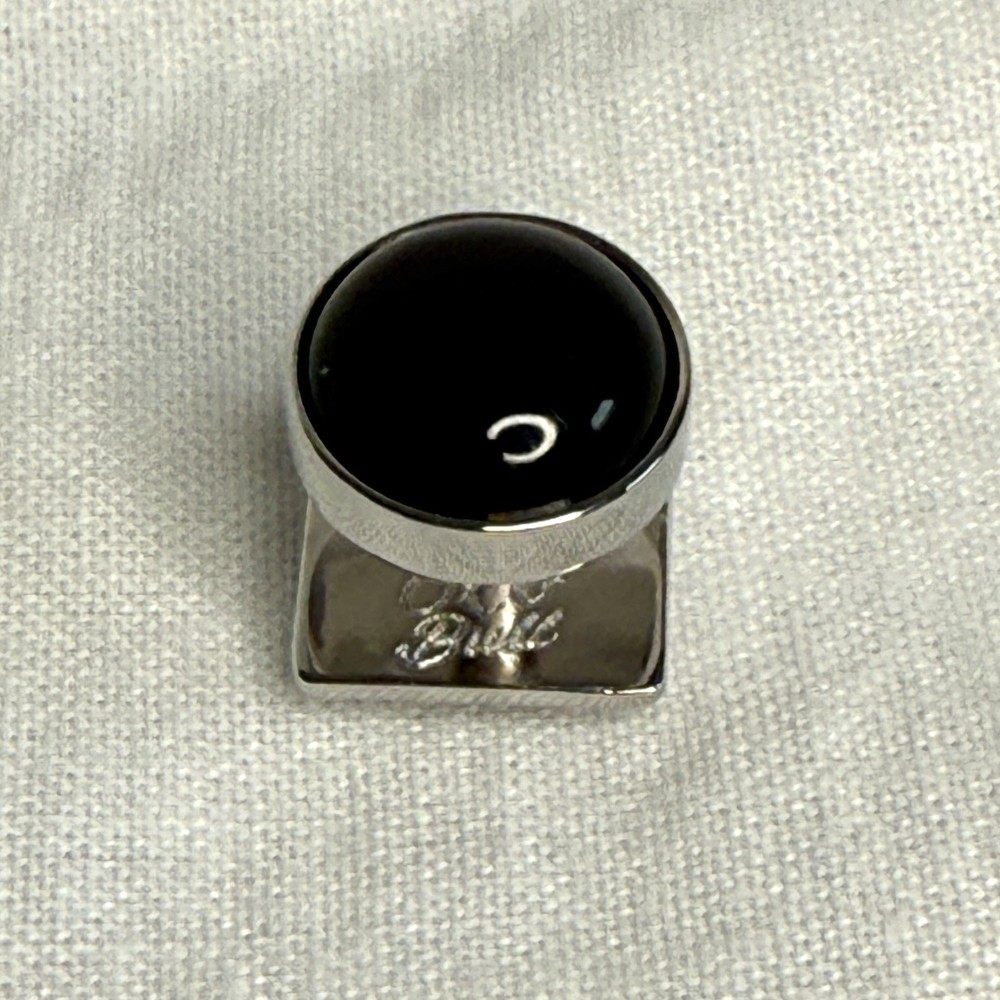 Tuxedo Button Studs Set Silver and Black 5-Studs Set with box