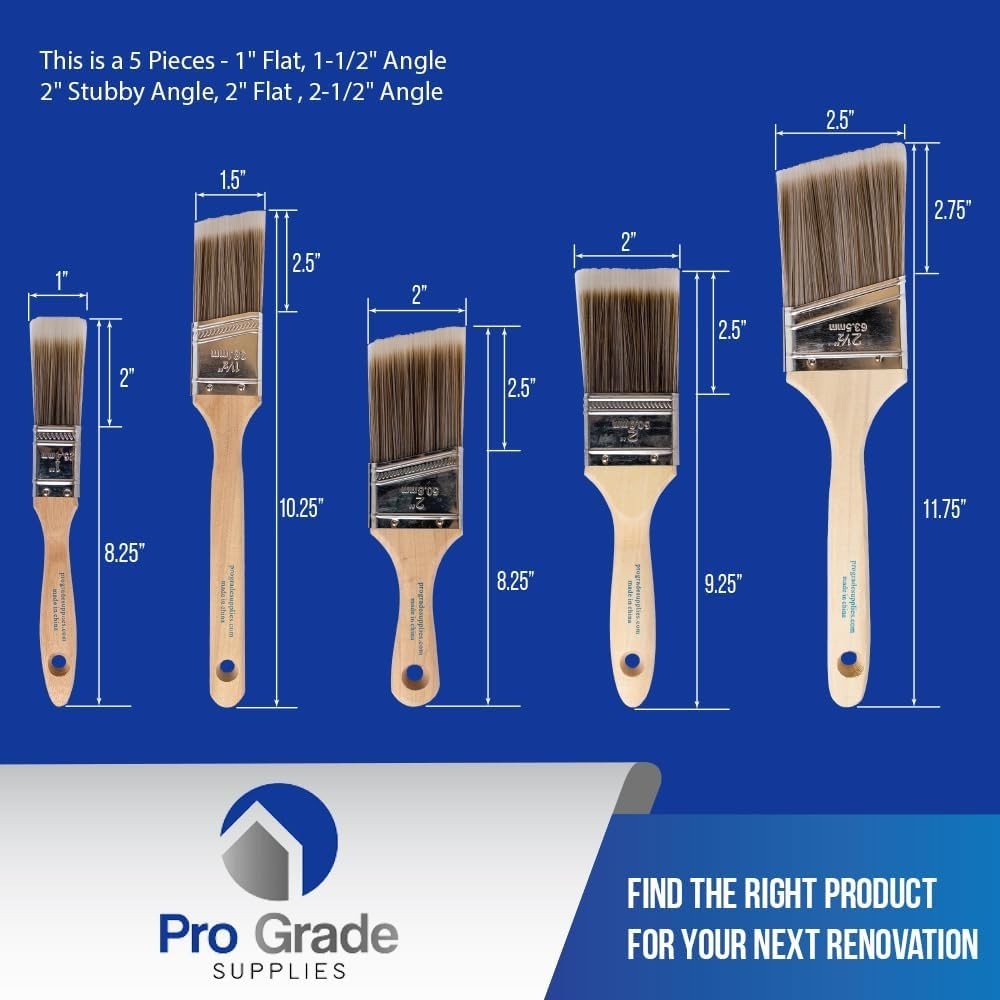 Pro Grade - Paint Brushes - 5 Ea - Paint Brush Set