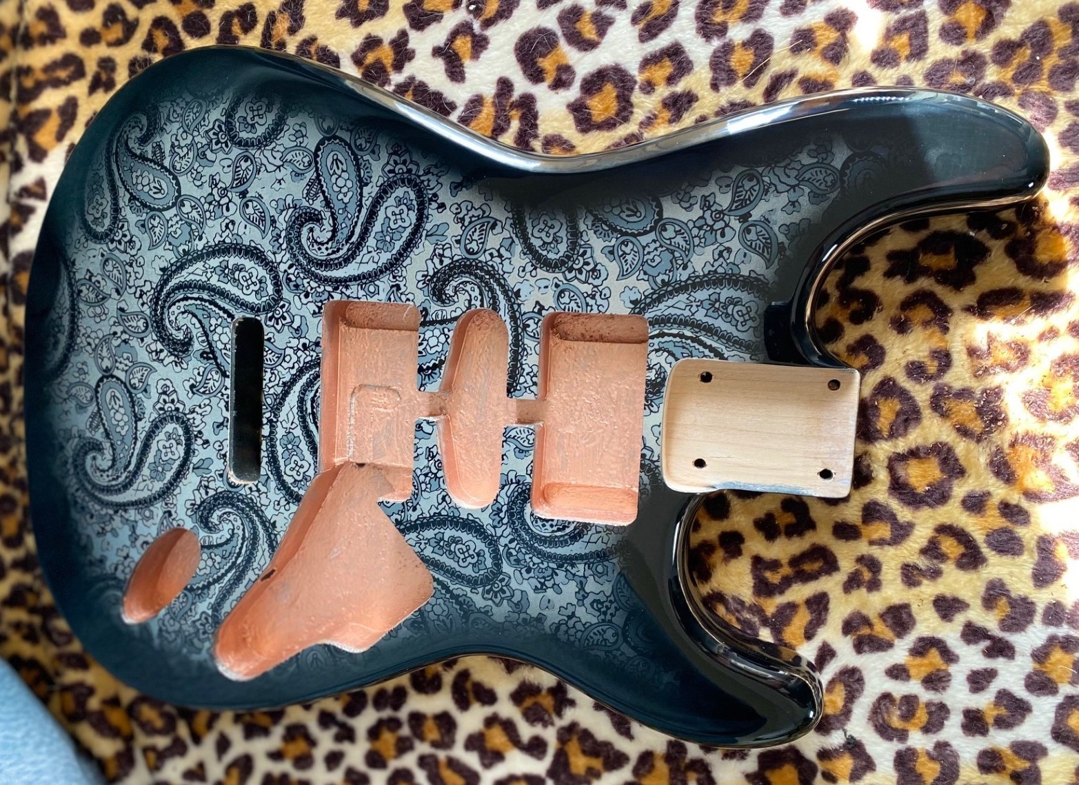 Paisley Stratocaster HSH Alder Fender Replacement Body Shielded Cavity