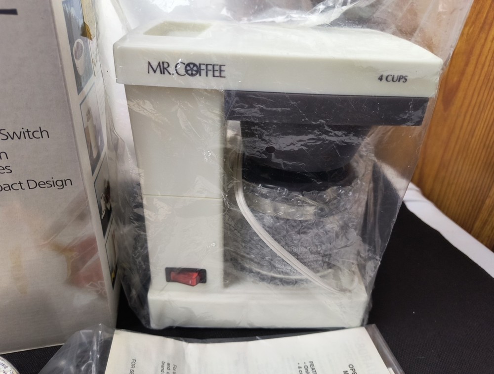 Mr. Coffee Brewer 4 Cup Automatic Drip JR-4 Coffee Maker Machine Classic White
