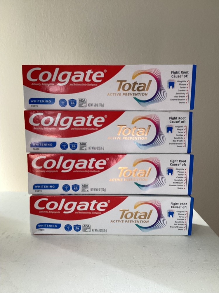 Colgate Total Active Prevention Whitening Toothpaste, 6 oz., 4 pack