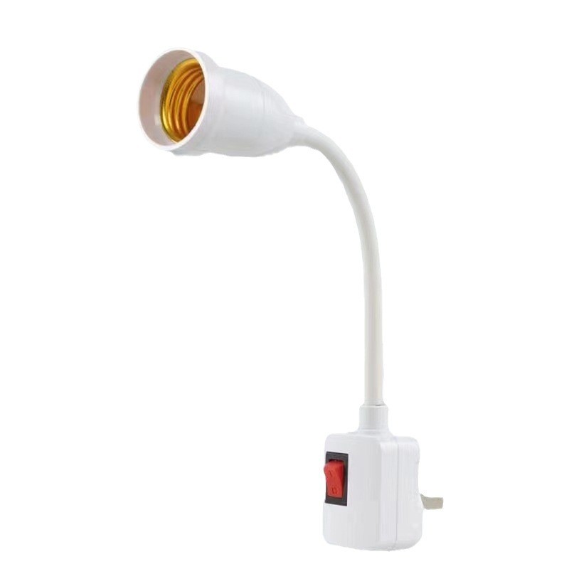 2× Flexible E27 Light Bulb Holder Extension Socket Adapter Plug in On/Off Switch