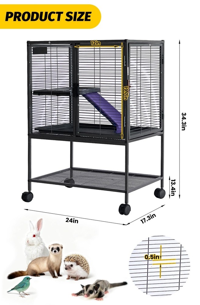 34'' Multi-Level Small Animals Cage w/ Ramp Extra Storage Stand RemovableTray