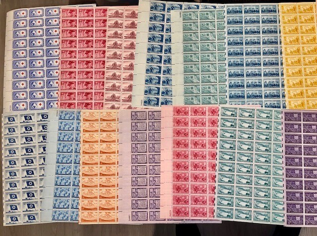 TEN MIXED ~ U.S. MINT SHEETS 1945-1958 Most 3₵  Sheets MNH F-XF - ORIGINAL Owner