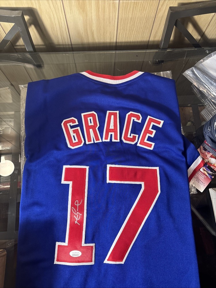 Mark Grace Signed Chicago Blue Baseball Jersey (JSA) Large