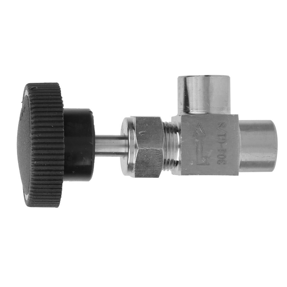 Black Handle 1/8 Inner Thread BSPP Female Thread Needle Valve Angle Type Stop Va