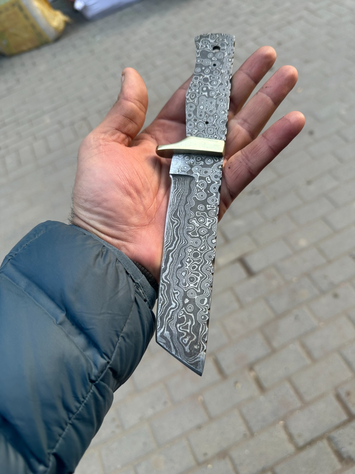 10"HAND FORGED DAMASCUS STEEL TANTO HUNTING BLANK BLADE KNIFE FULL TANG 1323