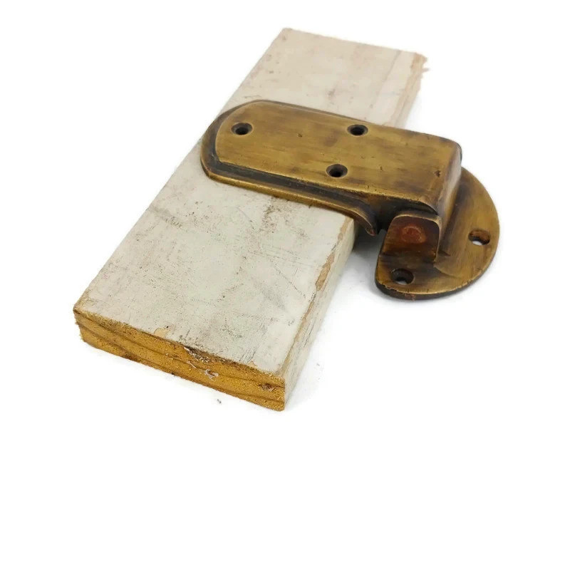 2 x Solid Brass Ice Box Catch Hinges Heavy Duty Offset 3/4" Vintage Kitchen Box