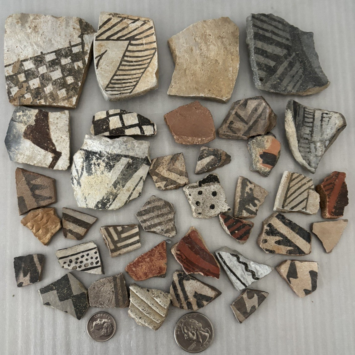 30+ Ancient Anasazi Native American Pottery Shards Arizona L10-E FREE SHIP