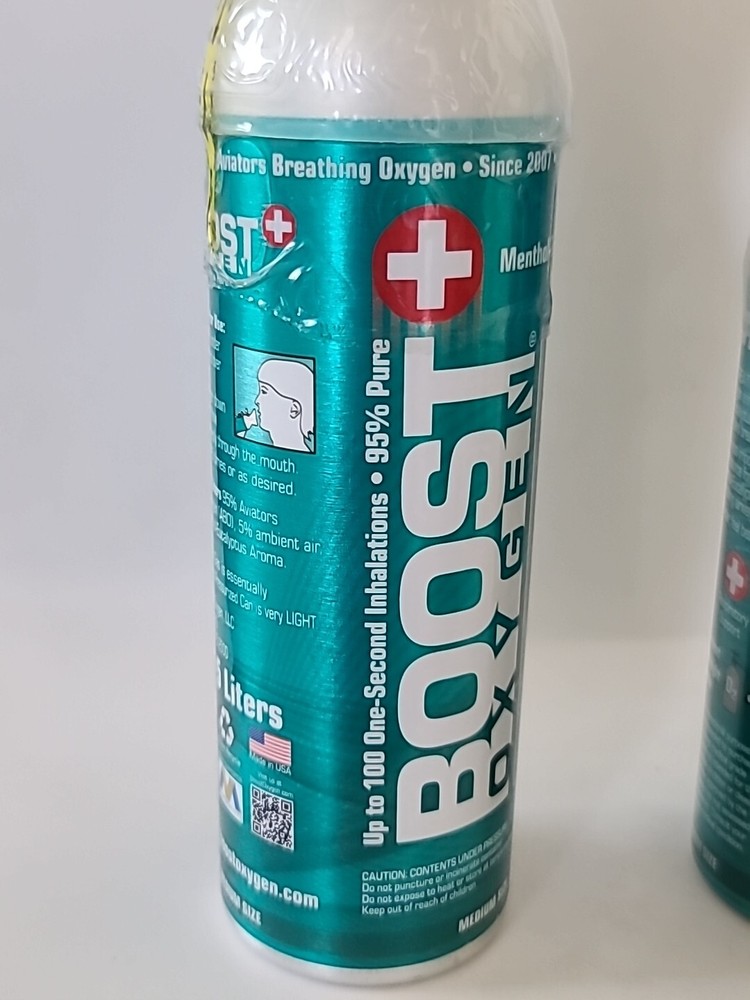( 2 ) BOOST OXYGEN 95% Pure Oxygen, Menthol-Eucalyptus, 5 L, MEDIUM Unit