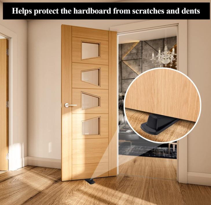 4 Pack Rubber Door Stoppers Wedge Heavy Duty Stackable Stop for Floor Bottom