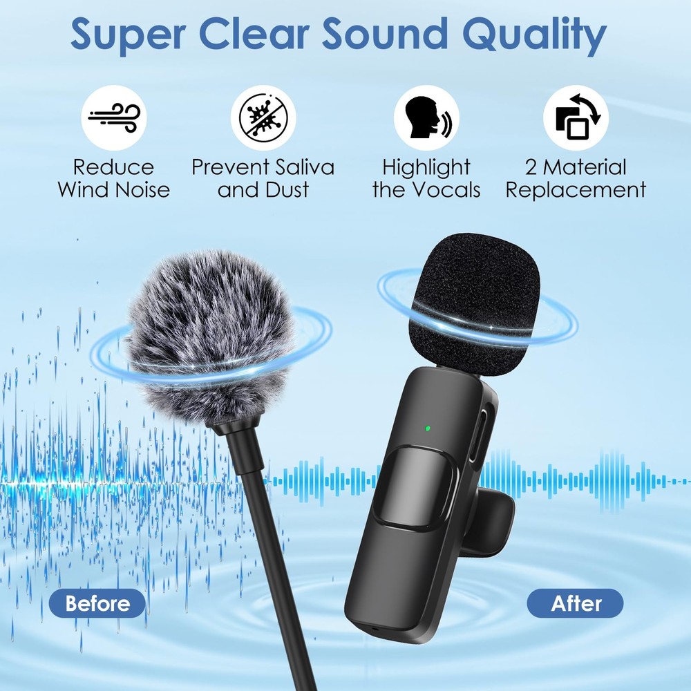 Wireless Windscreen Foam Cover Set for Lavalier Microphone - 9 Pcs