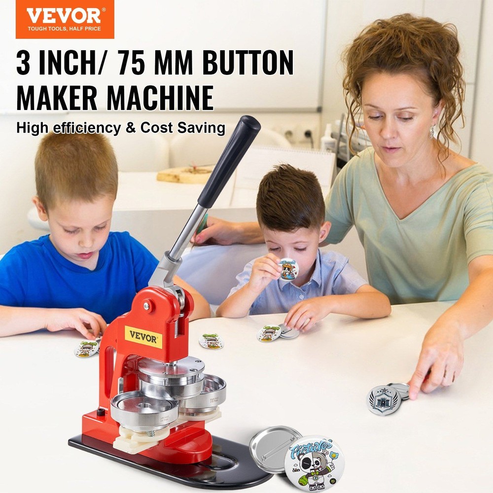 75mm DIY Button Maker Kit Includes Magic Panda Book Circle Cutter 500 Parts