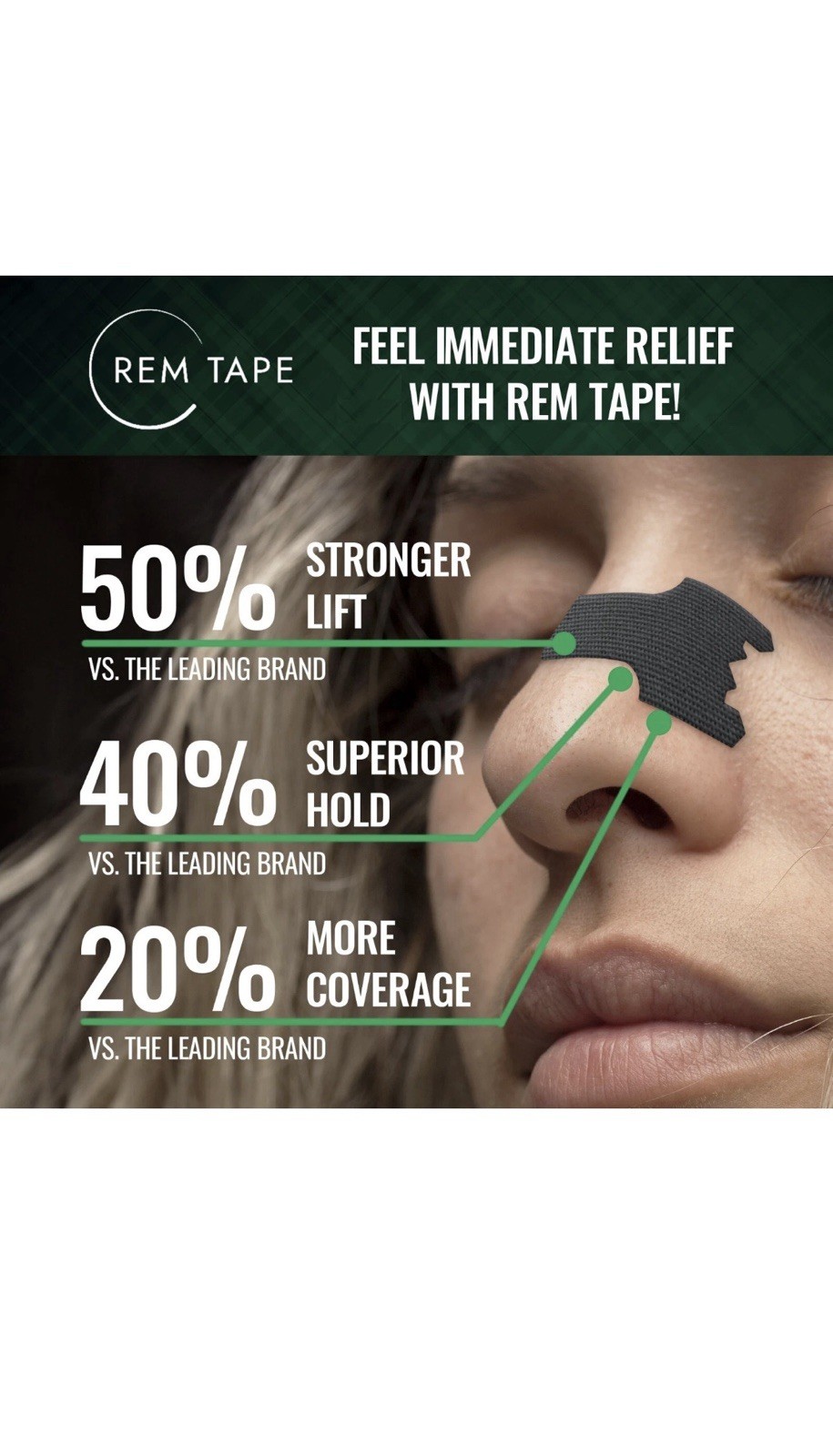 REM Tape™ Extra Strength Nasal Strips (30 Pack). Congestion and Snoring Relief