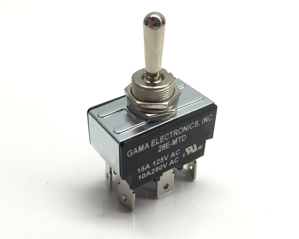 30 Amp Double Pole Double Throw 3 Position On-Off-On Toggle Switch - 28E-MTD