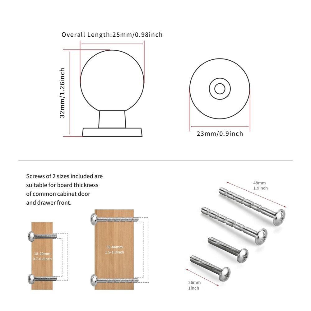 10 Pack 1 Inch 25mm Diameter Round Brushed Nickel Cabinet Solid knobs，Cabinet...