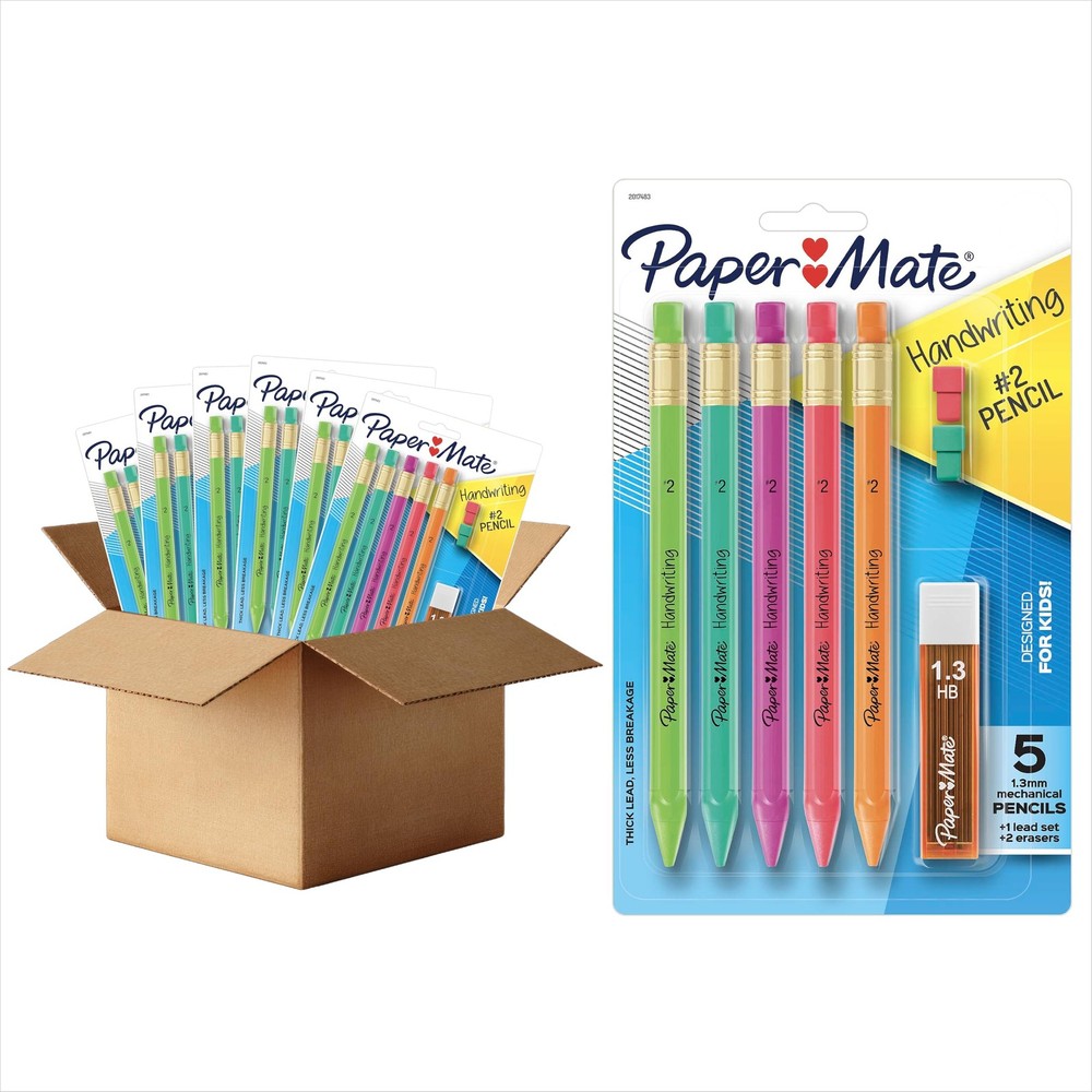 Paper Mate Handwriting Triangular Mechanical 30 count, Fun Barrel Colors