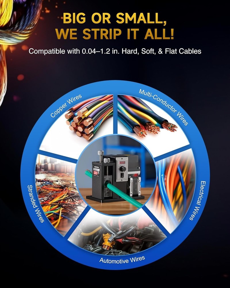 200W Automatic Wire Stripper Machine, Speed Adjustable Electric Wire Strippin...