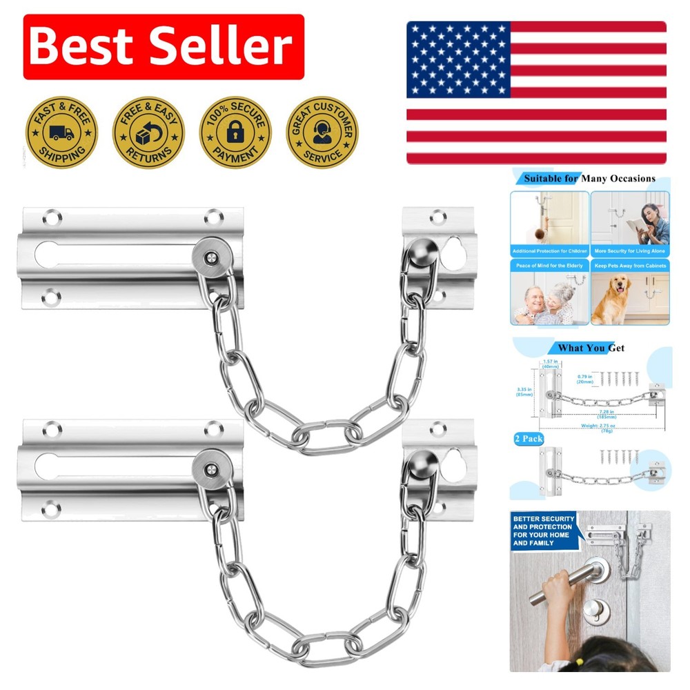 Stylish 2-Pack Silver Chain Locks - Secure Your Space with Rust-Resistant Design