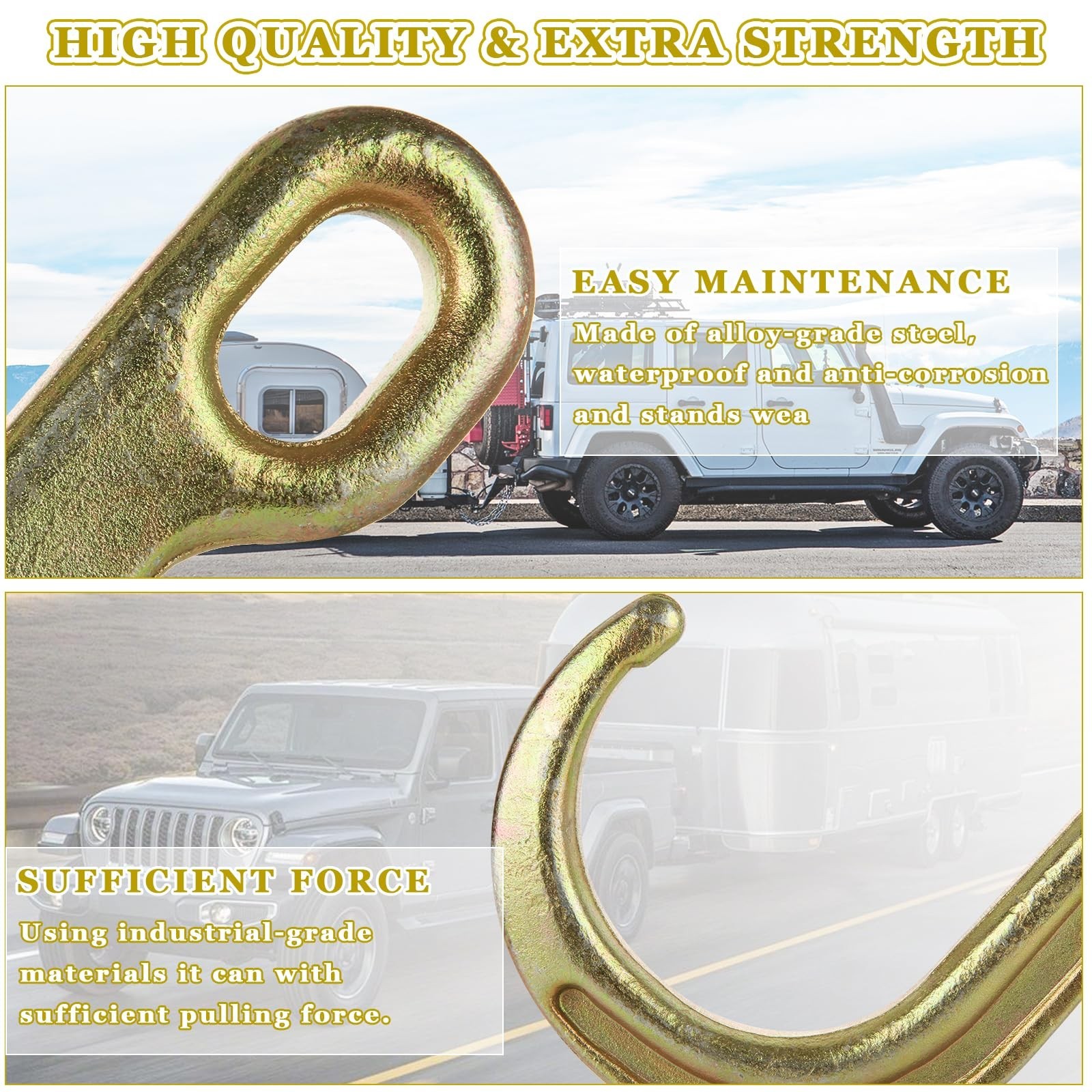 JMIATRY 2 Packs 15 inches J Hooks Towing G70 Steel Heavy Duty Towing J Hook Y...