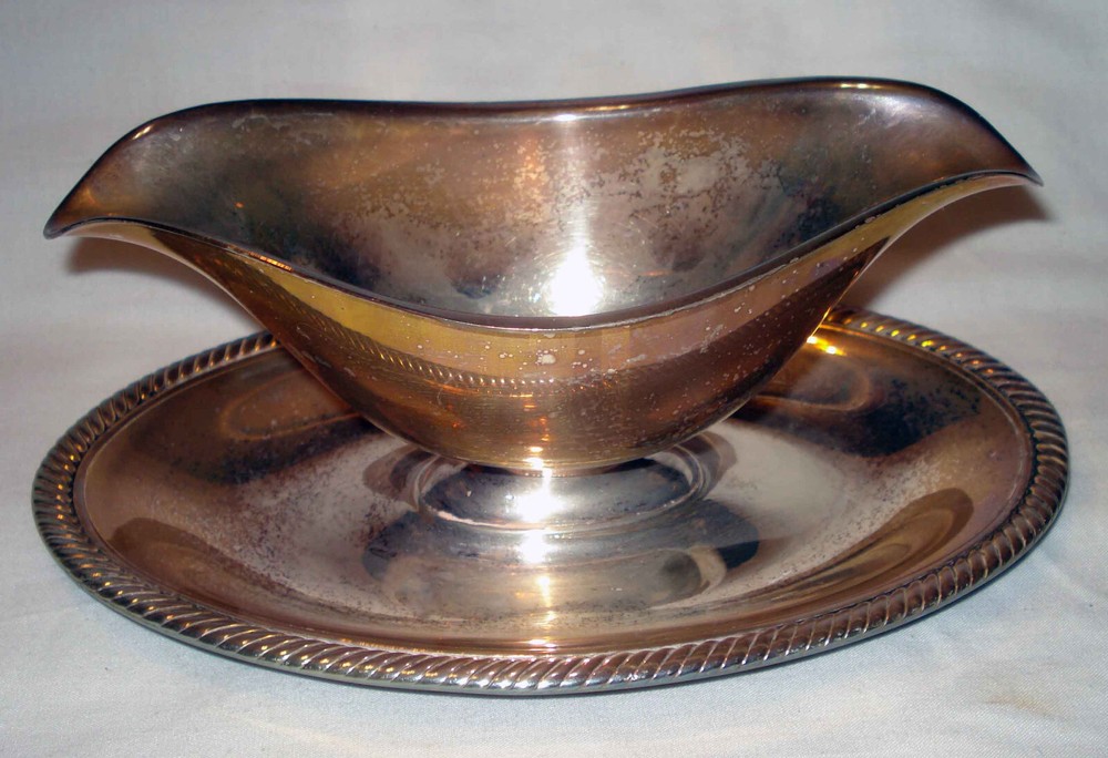 Castleton International Silver Company Silverplate Rope Gravy Boat w/Underplate