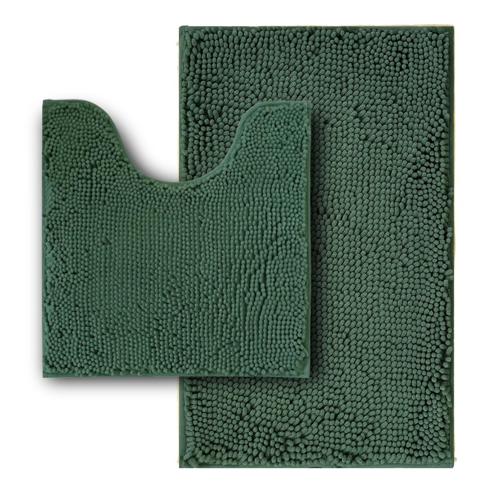 Bathroom Rugs Sets 2 PieceSuper Absorbent SoftThickMachine Washable Chenille ...