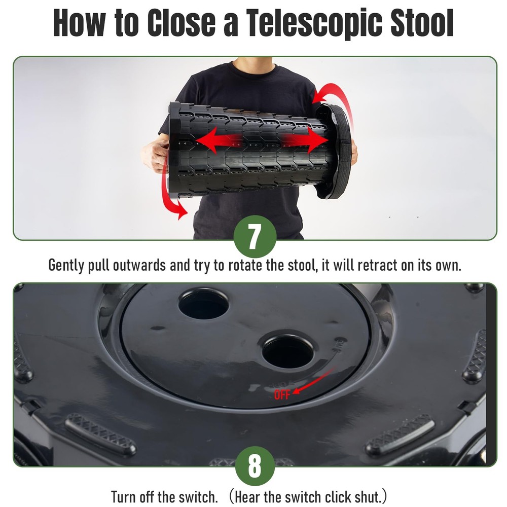 Upgraded Foldable Stool Thickened, Portable Collapsible Stool Retractable Sto...