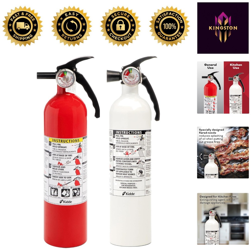Essential Kitchen Fire Extinguishers: 2 Pack with Wall Mount Brackets Included