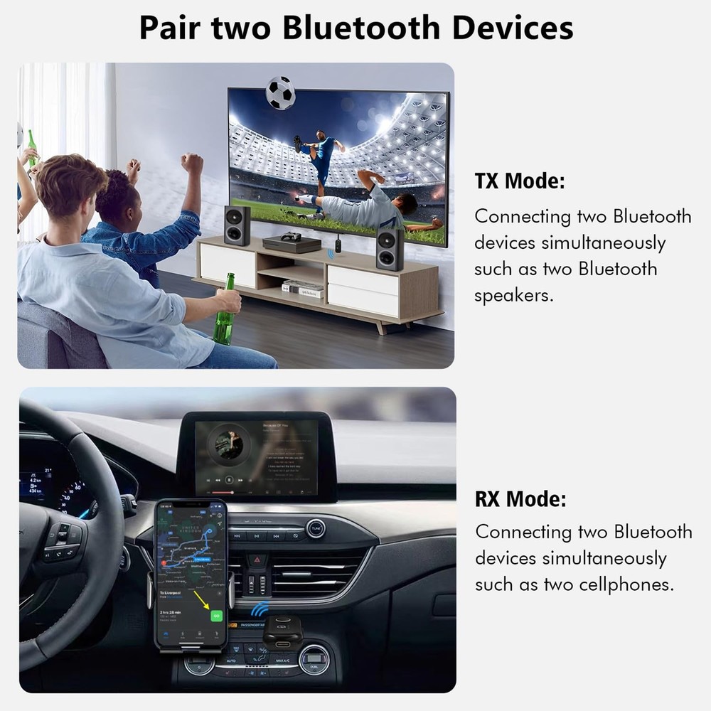 Bluetooth 5.2 Audio Transmitter Receiver for TV, Bluetooth Transmitter for He...