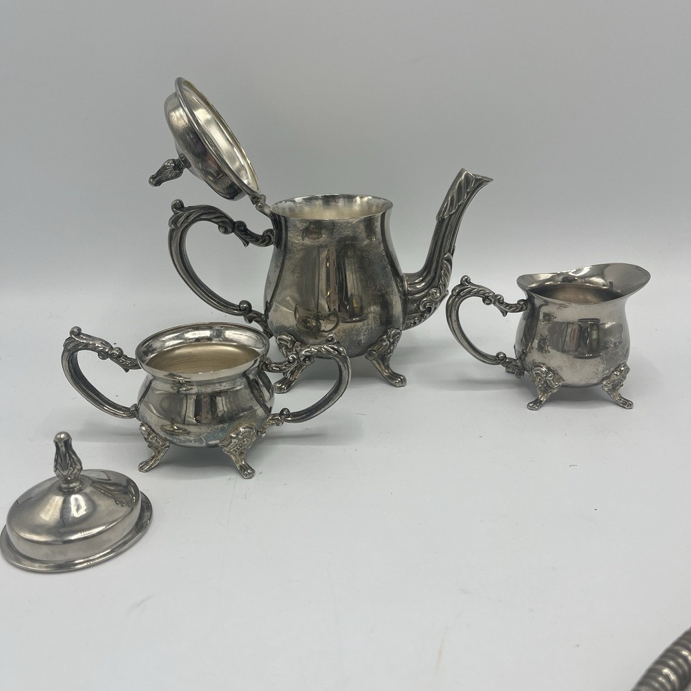 Vintage Unsigned Silver-Plated Mini Tea Set w/ Tray
