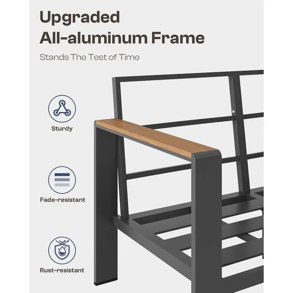 Gray 4PC Patio Furniture Set Aluminum Outdoor Sofa Cushions Balcony