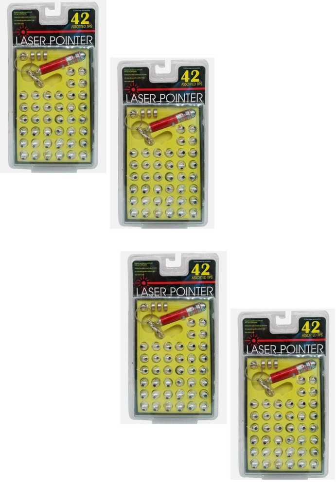 4x Laser Pointer Keychain with 42 Interchangeable Asst. Pattern Tips