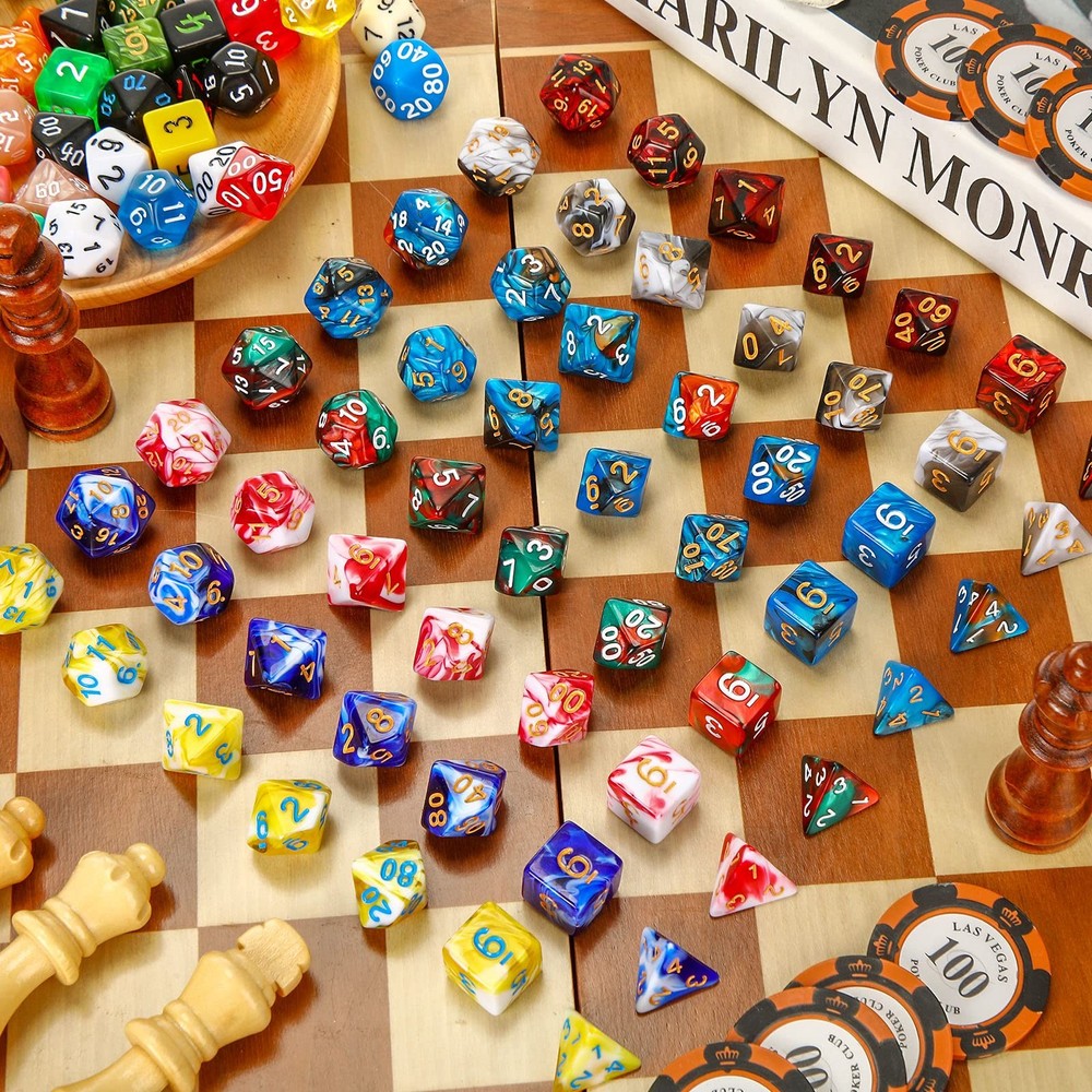 350 Pcs Compatible with DND Dice Sets Bulk Polyhedral Dice with Drawstring Ba...