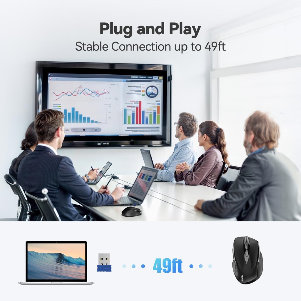 Wireless Mouse 2.4G Ergonomic Optical Mouse Computer Mouse for Laptop PC Comp...