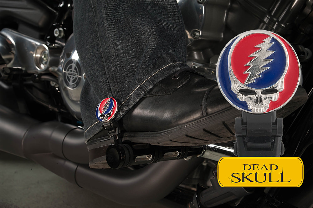 4" Dead Skull Biker Boot Stirrups