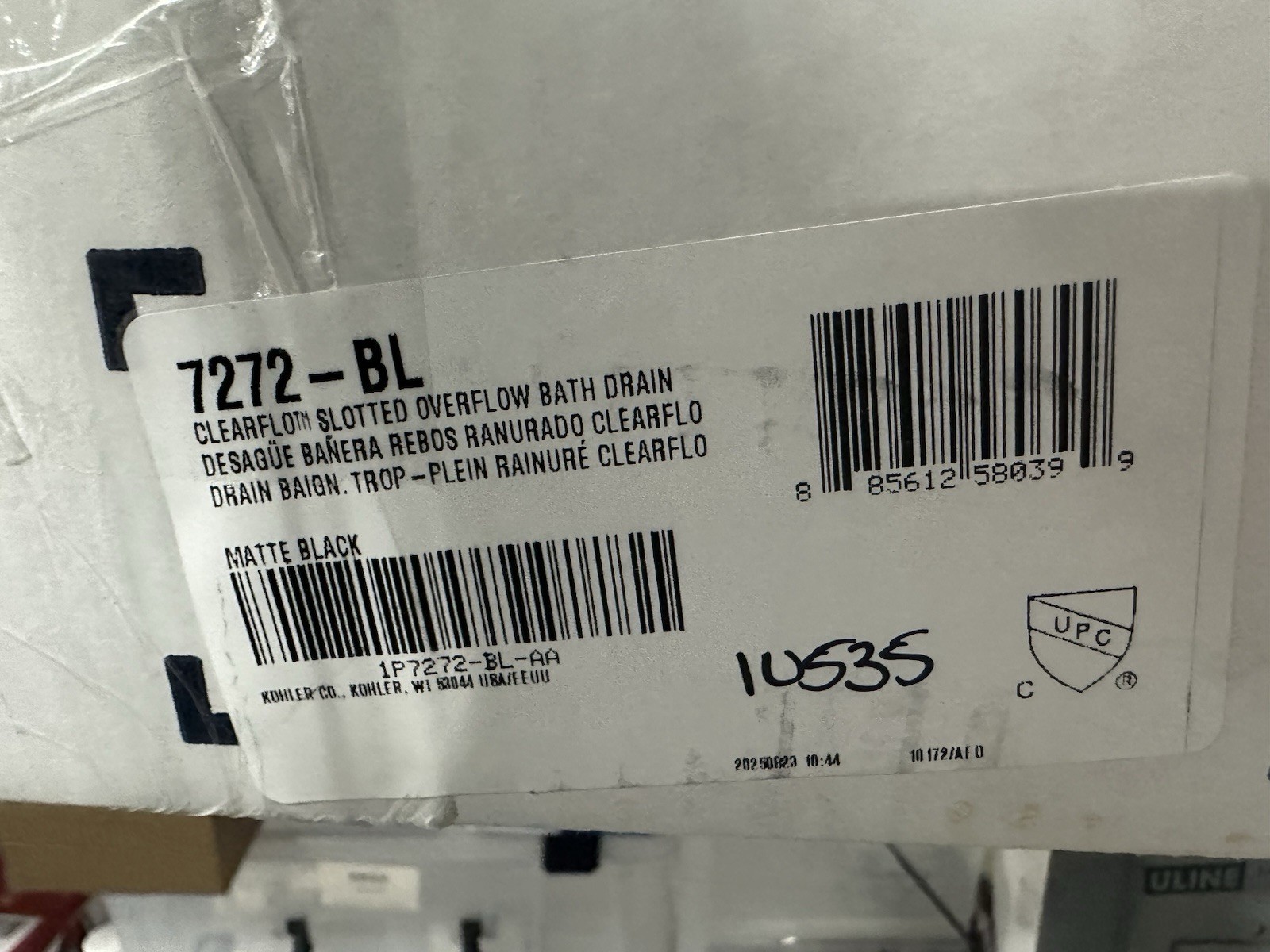 Kohler 7272-BL Clearflo Slotted Overflow Bath Drain Matte Black