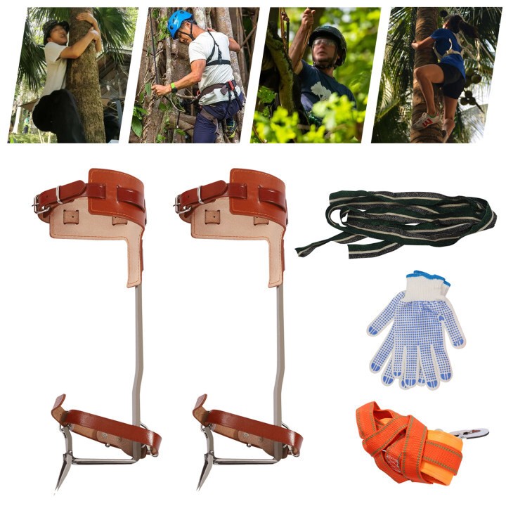 Tree Climbing Spike Set Adjustable Pole Climbing Spurs Tool Climber Strap Gaffs