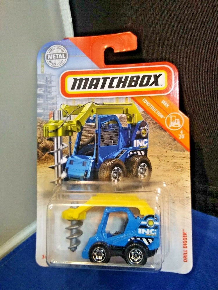 Matchbox Drill Digger Blue & Yellow Die-Cast 1:64 Scale MBX Construction #4/20