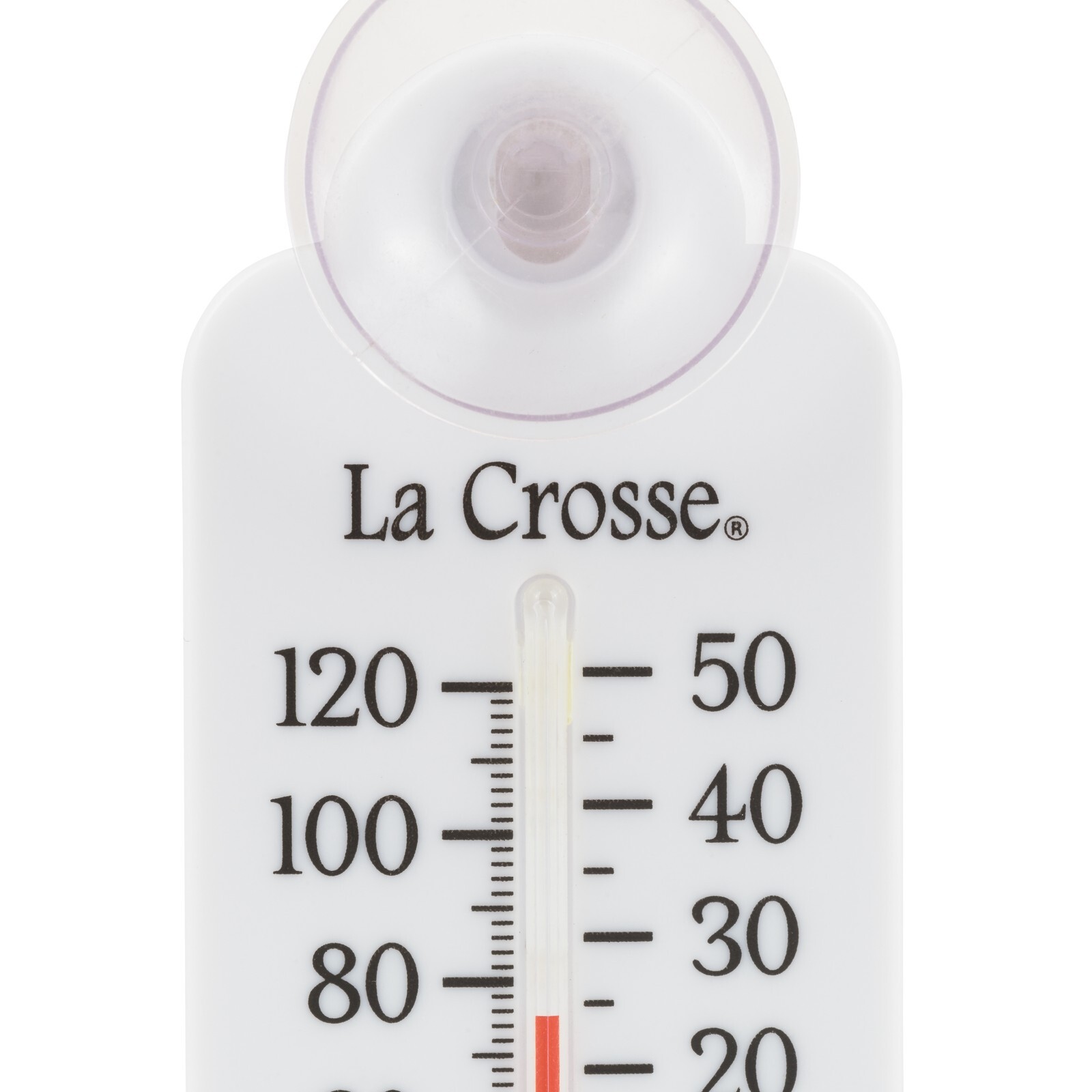 204-111 La Crosse 4" Indoor/Outdoor Small Tube Window Thermometer - White