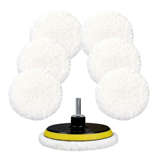 Wool Polishing Buffing Pad with Hook & Loop Backing with M14 Drill Adapter for