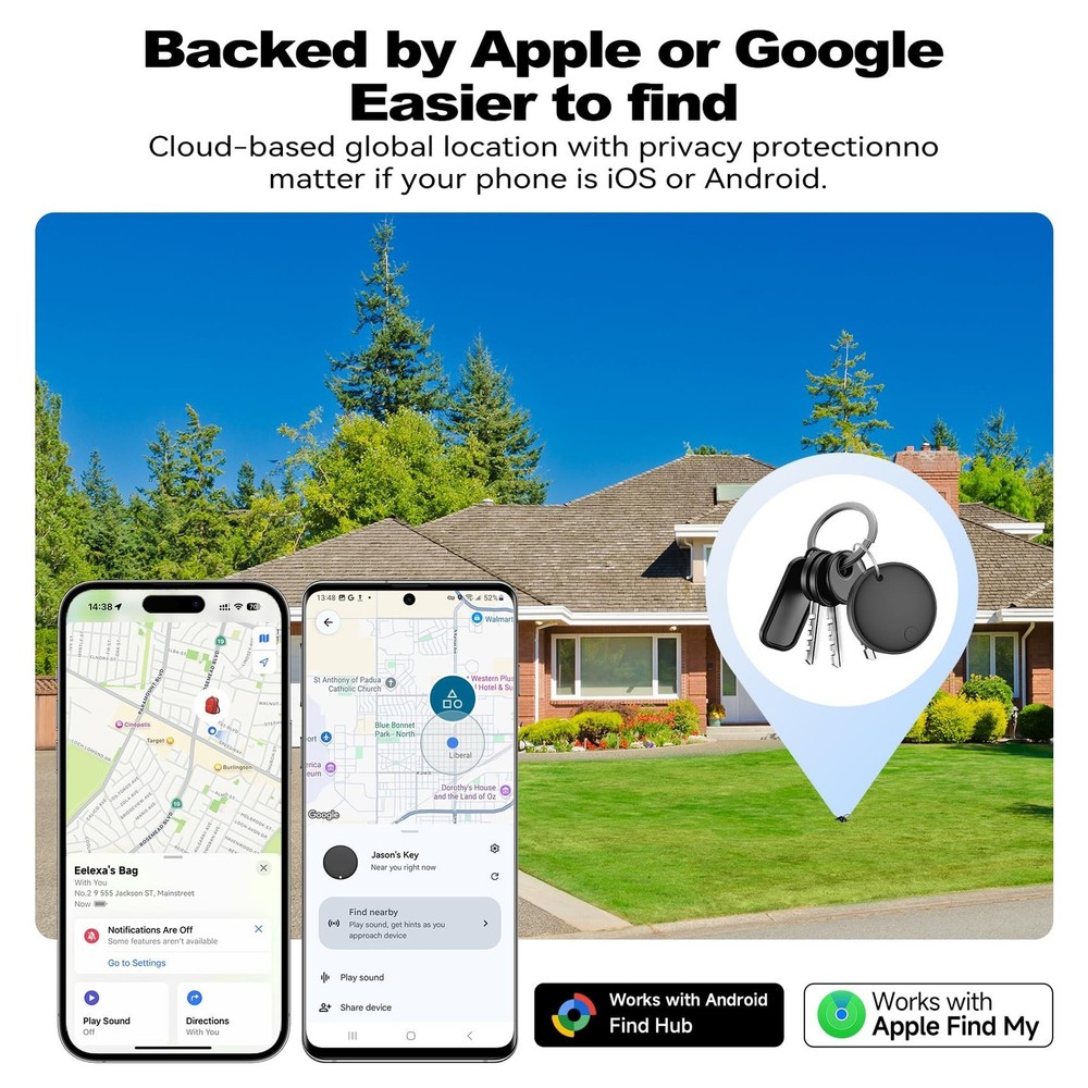 Eelexa Smart Tag Tracker, Dual System Air Tracker Tag for iOS and Android, Co...