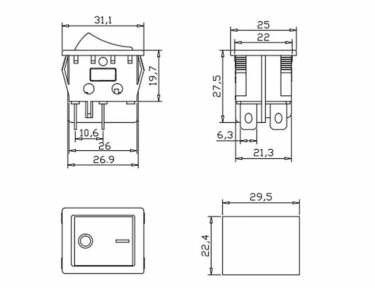 Welding Machine Power Switch 30A/250V AC Electric Heater Switch 4Pin