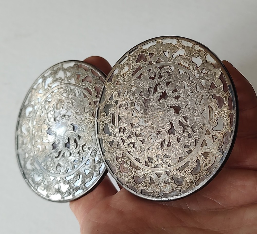 Vintage Webster EPCA Silver Plate and Glass Coasters