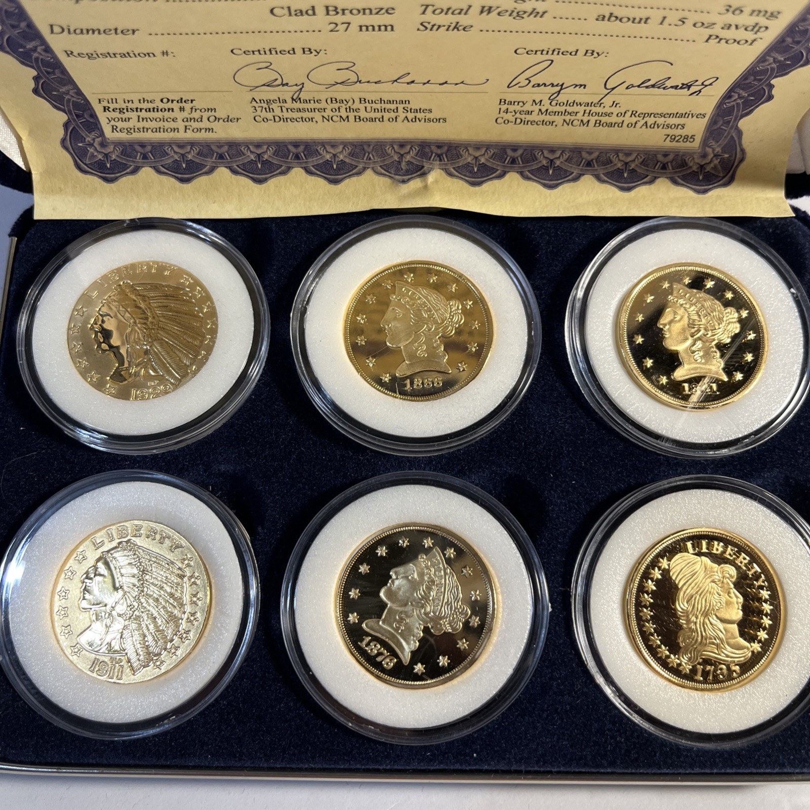 $5 Mark Tribute Proof National Collectors Mint 24kt Gold Clad Bronze 6 Coins BNA