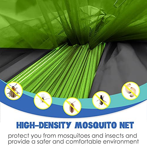 Camping Hammock - Camping Essentials, Double Hammock with Lime Green & Gray