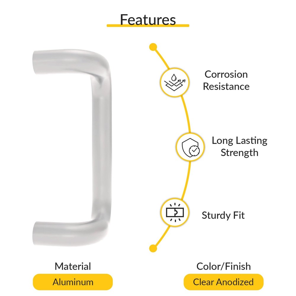 Solid Offset Pull Handle Aluminum Material, Clear Anodized Finish, 11" Length...