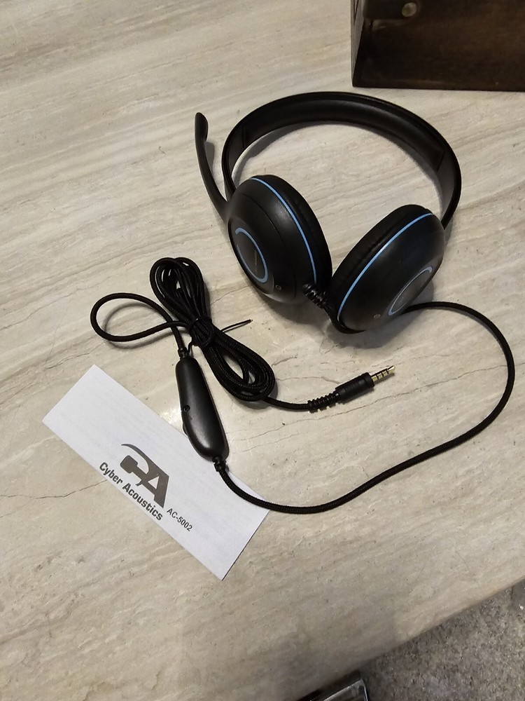 Cyber Acoustics TuffCord Headset with Inline Volume Control & Braided Cable Mic